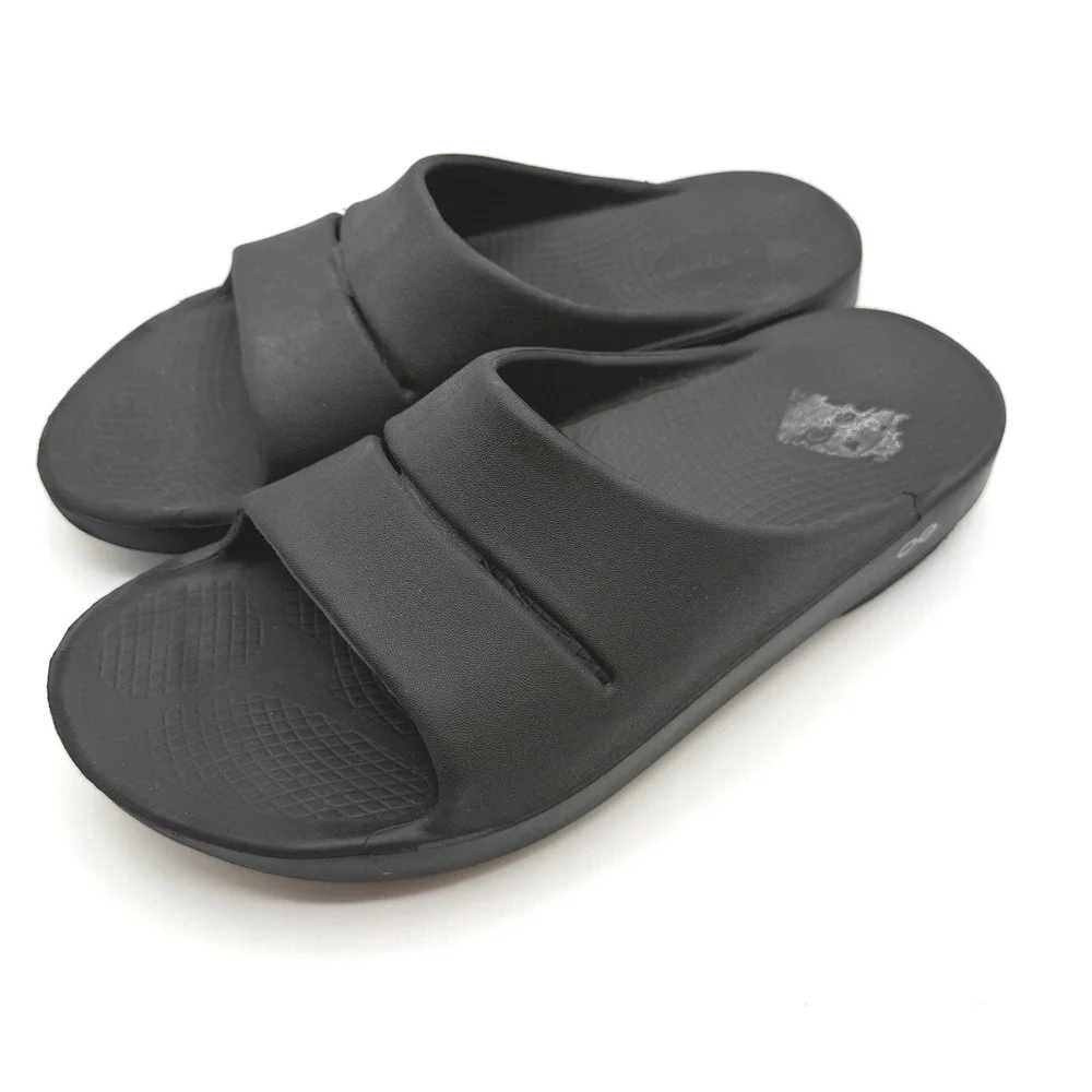 OOFOS Ooahh Slide Sandals Men 11 Black Recovery Arch Support Comfort Shoes